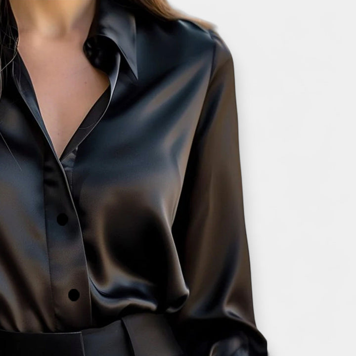 Blusa de Satén con Cuello
