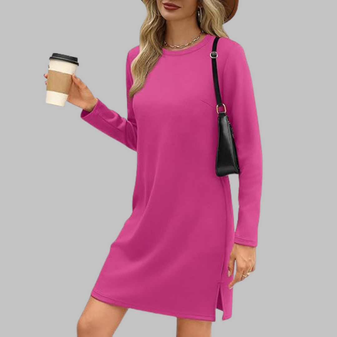 TATLO™ Casual Long Sleeve Round Neck Mini Dress