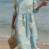 Kimberly | Vestido midi con diseño de plantas y flores