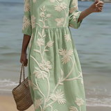 Gwen | Vestido midi con diseño de plantas y flores
