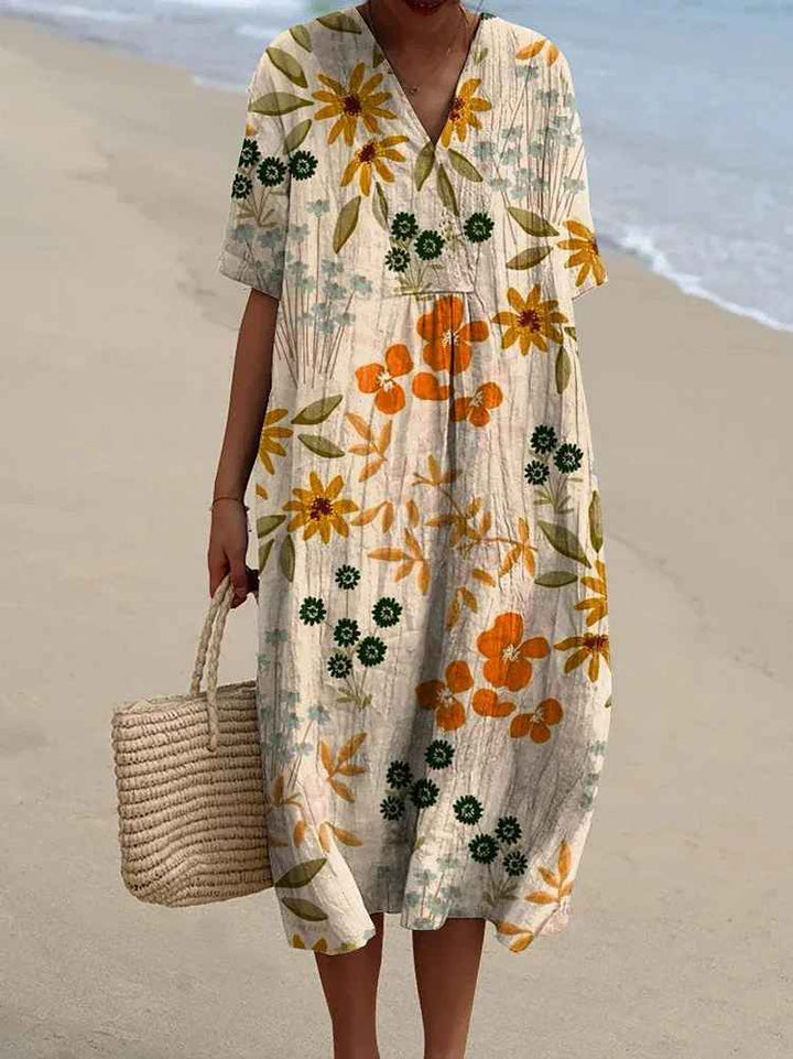 Vestido Casual Flowy con Estampado Floral Vintage para Mujeres
