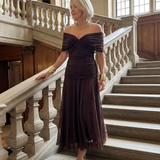 Marisol | Vestido Midi Off Shoulder con Fluidez