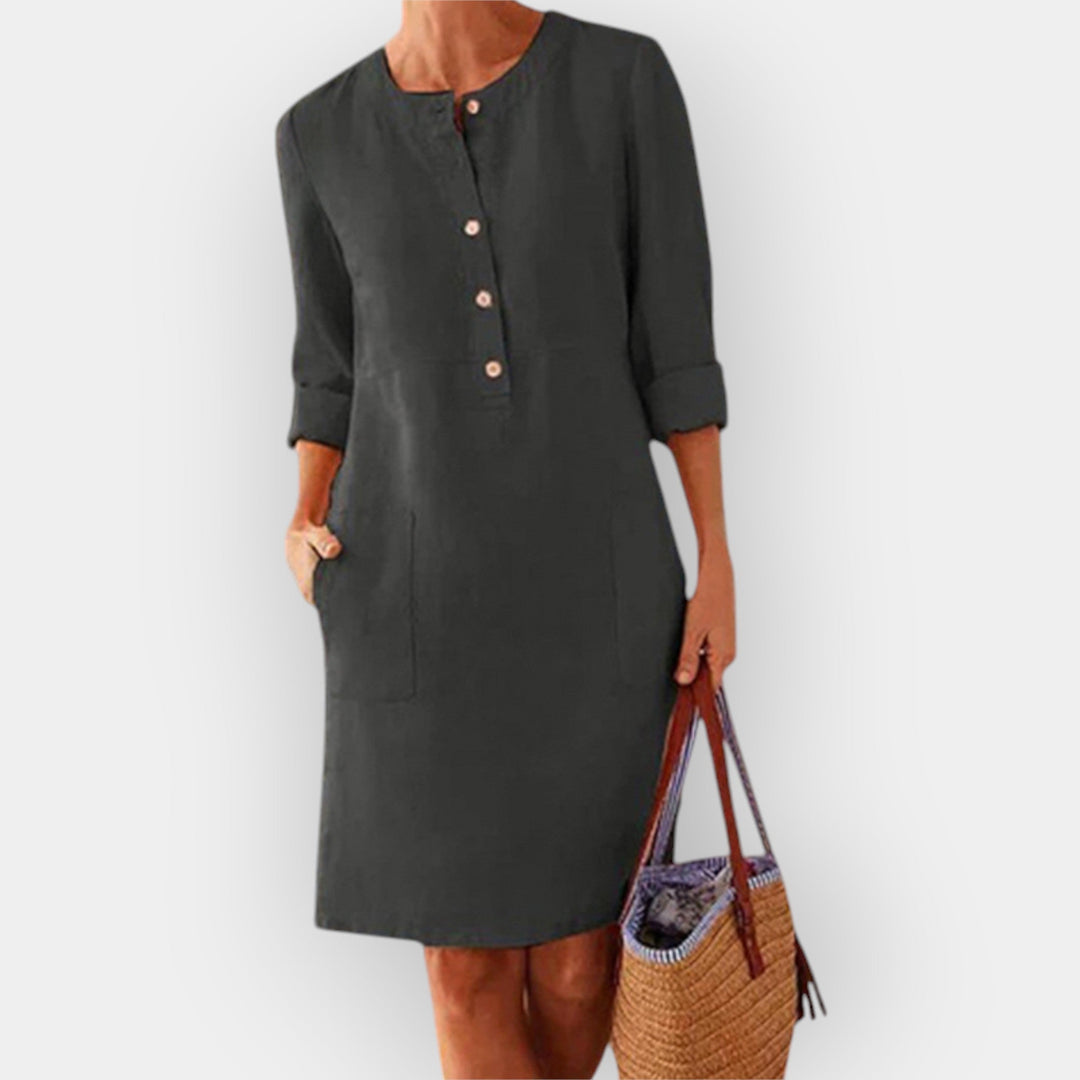 Sleek Cotton Midi Dress with Minimalist Design