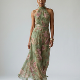 Dolores | Vestido Midi con Cuello Halter Fruncido