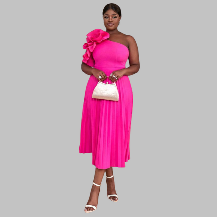 MINERVA™ - Chic One-Shoulder Ruffled Plus Size Evening Gown