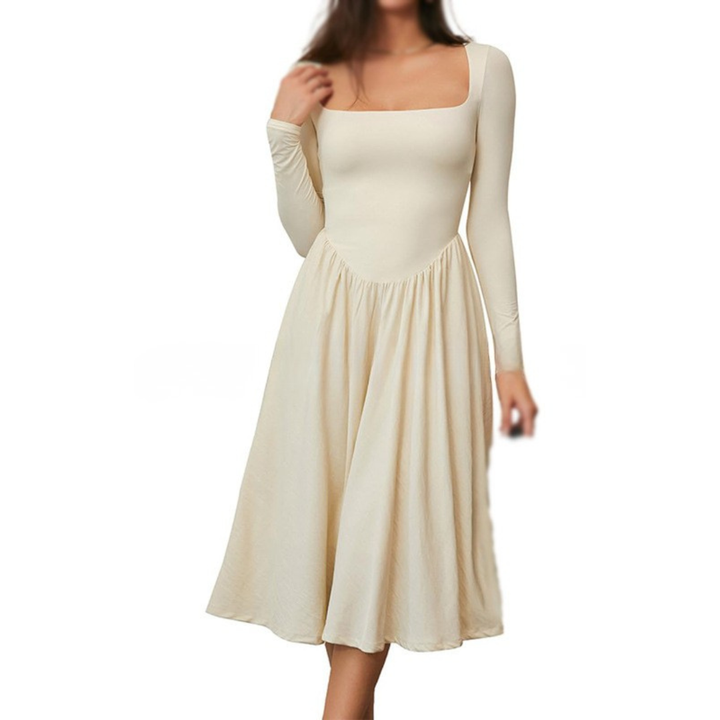 PAIGE™ - Classic Long Sleeve Square Neck Midi Dress