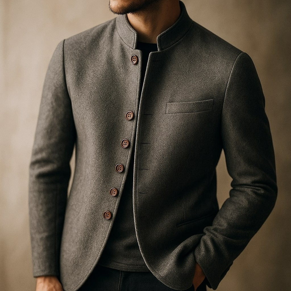 Aleksander Signature-Saco de Traje con Cuello Alto y Elegancia Atemporal
