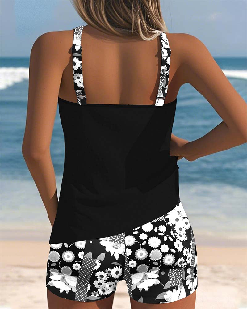 Tankini con short floral para mujer