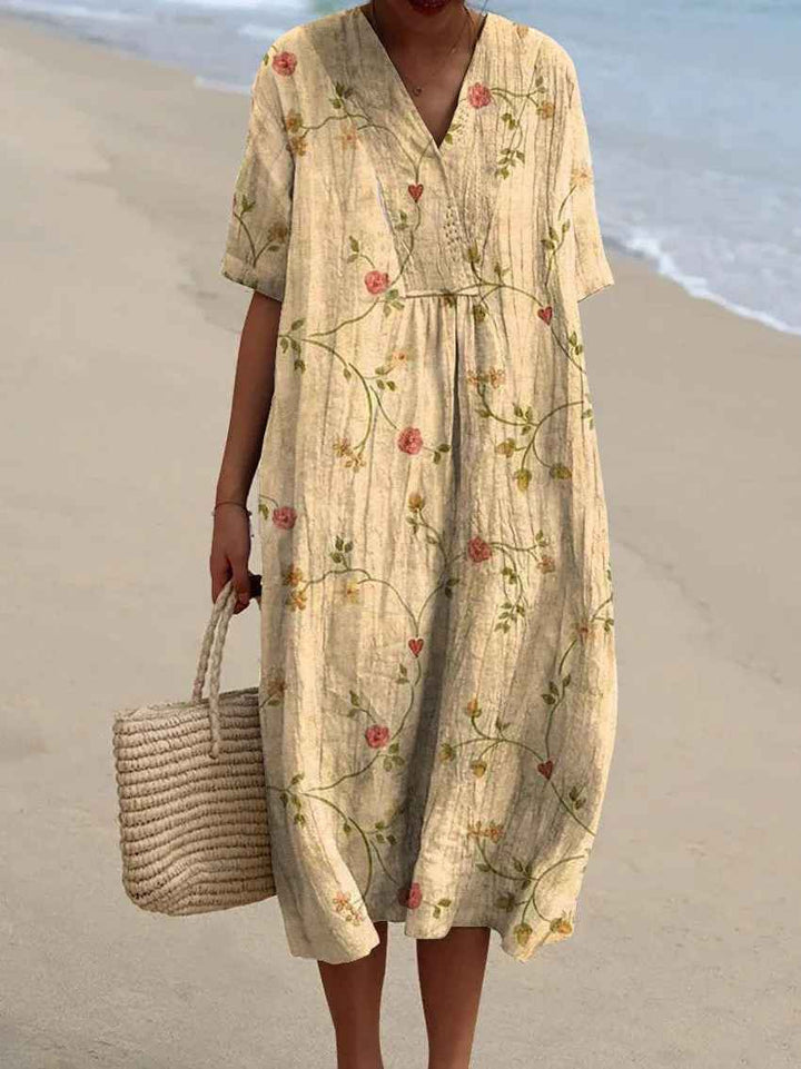 Vestido Casual Flowy con Estampado Floral Vintage para Mujeres