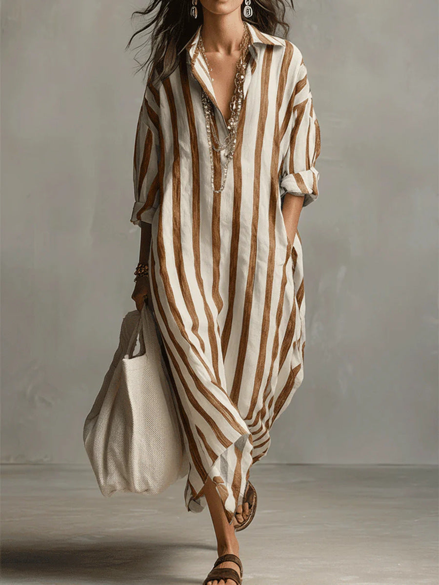 SUMMERBREEZE™ Triibuline Naiste Maxi Kleit