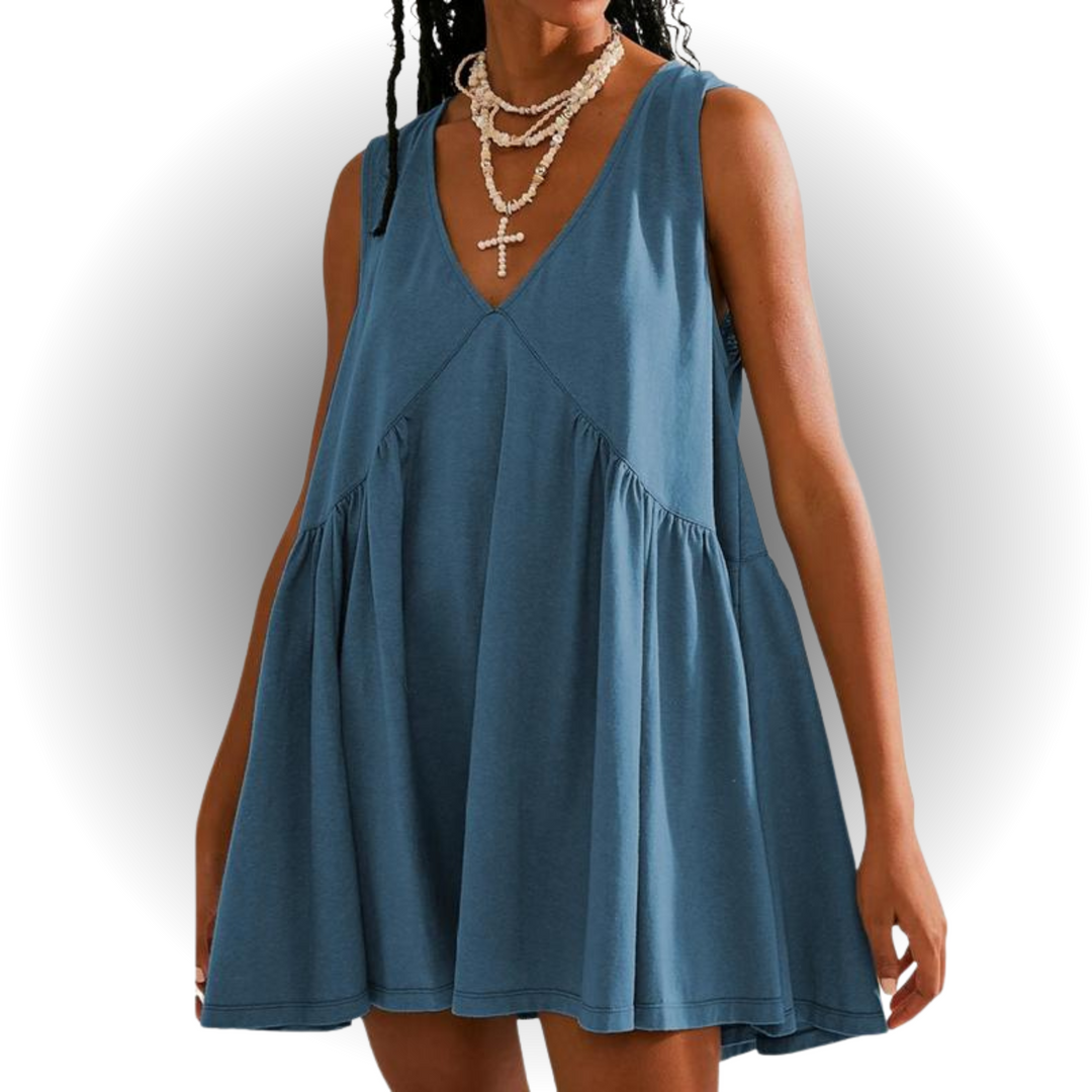 GARNETH™ – Sleeveless V-Neck Mini Dress for Casual Summer Style