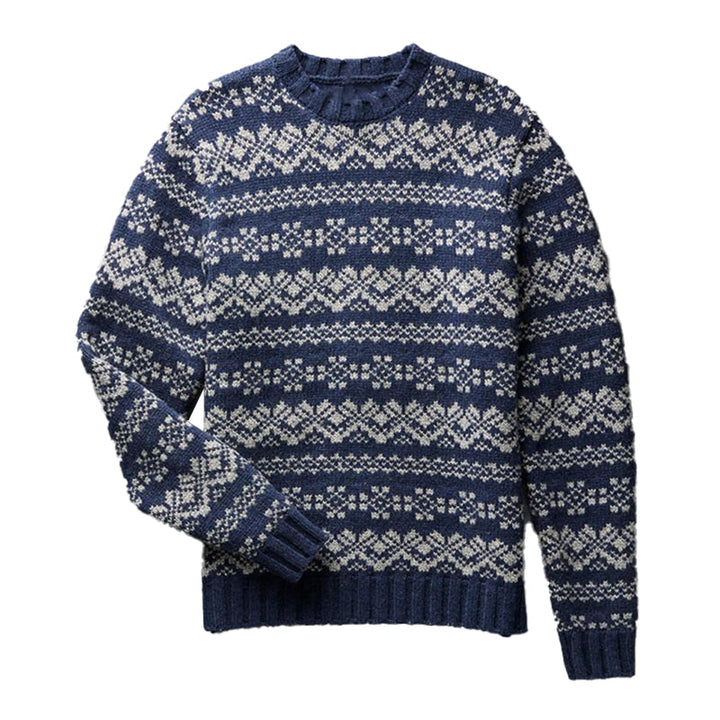 Men's Jacquard Long Sleeve Pullover Sweater