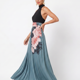 Ángela | Vestido Maxi de Falda Floral con Escote Halter