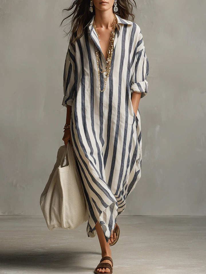 SUMMERBREEZE™ Triibuline Naiste Maxi Kleit