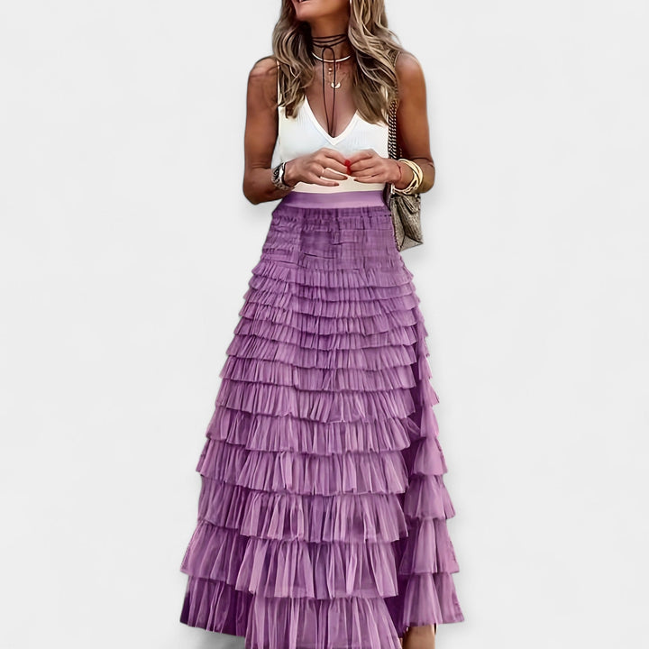 Falda boho con borde de red