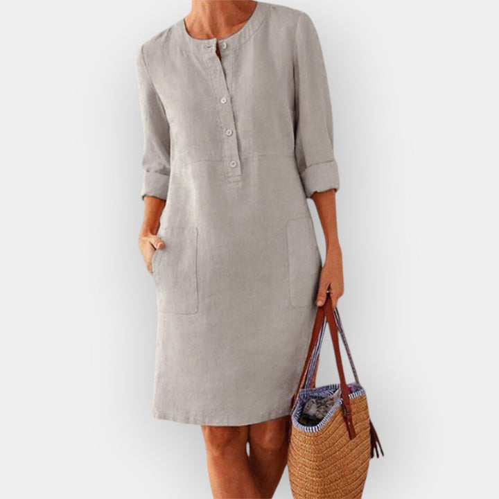 Sleek Cotton Midi Dress with Minimalist Design