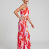 Mercedes | Vestido Midi con Cuerpo Plisado de Un Hombro