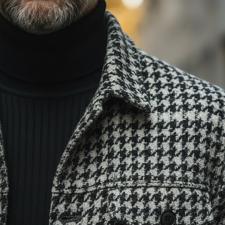 Men's Retro Houndstooth Faux Wool Winter Jacket - Model MTA1203K5P