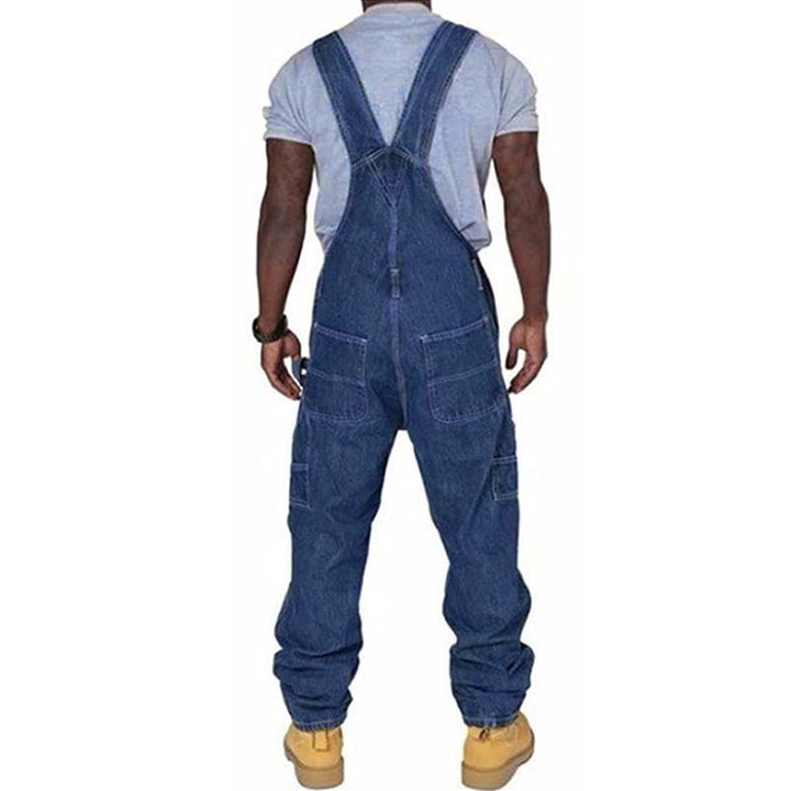Men's Relaxed Fit Washed Denim Multi-Pocket Overalls
