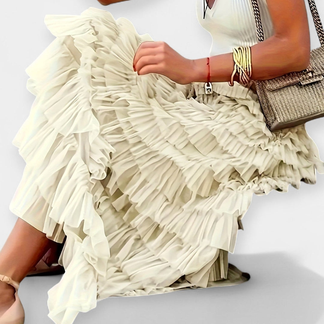 Falda boho con borde de red