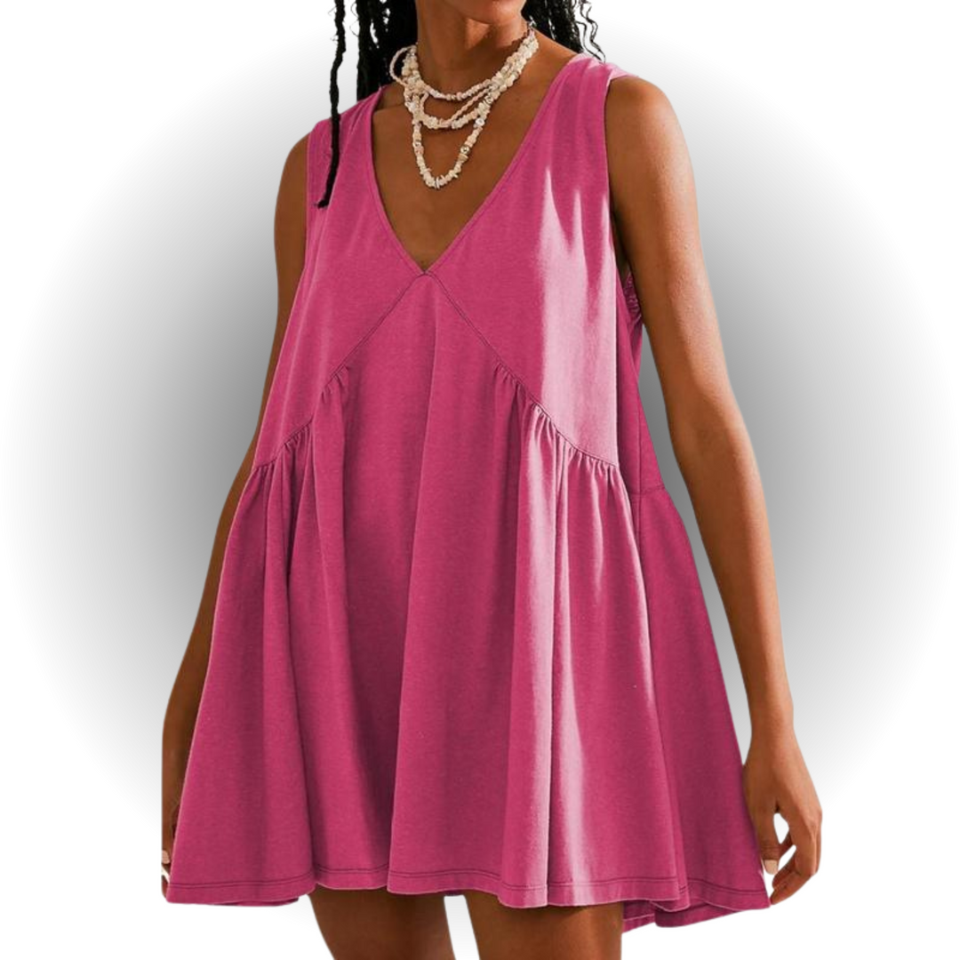 GARNETH™ – Sleeveless V-Neck Mini Dress for Casual Summer Style