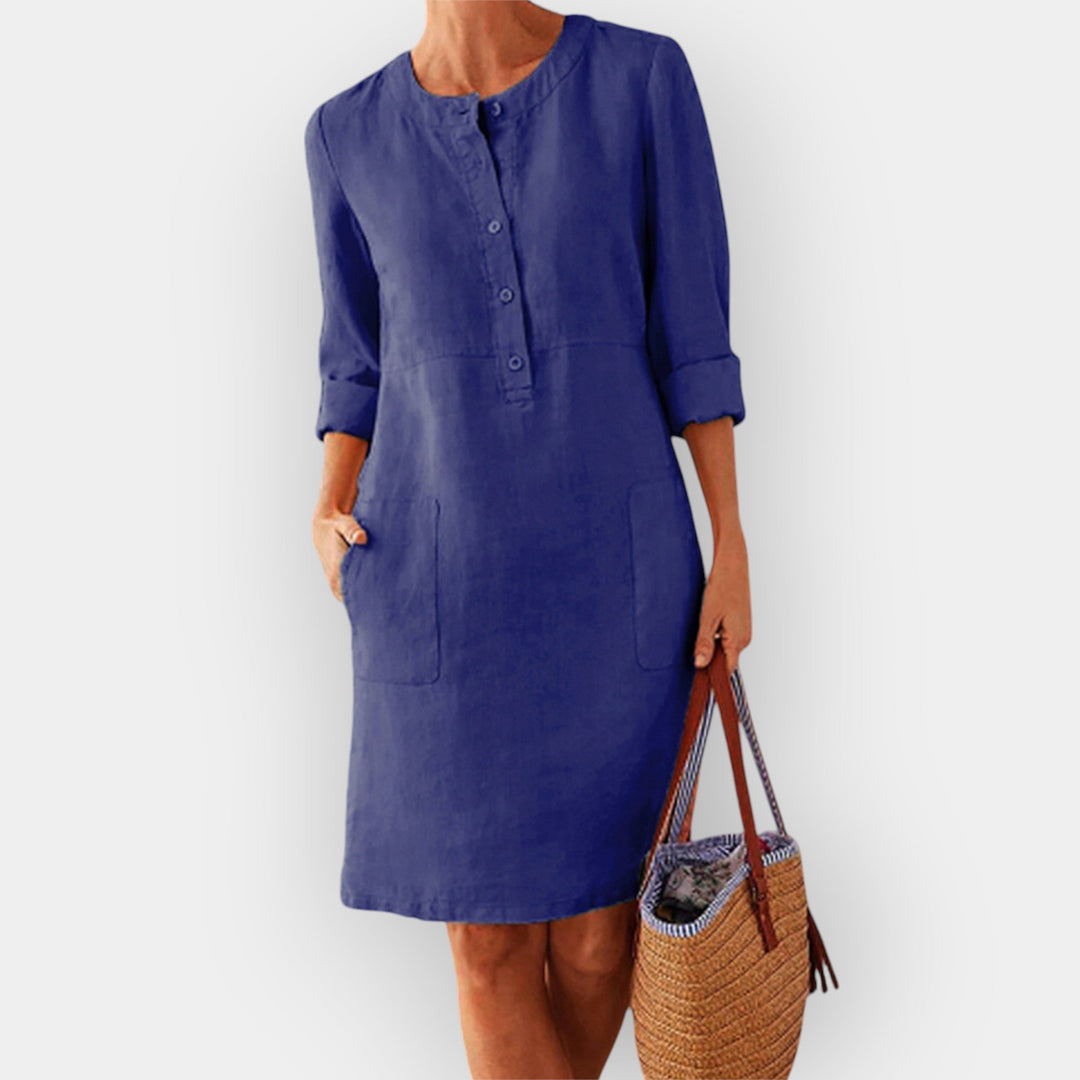Sleek Cotton Midi Dress with Minimalist Design