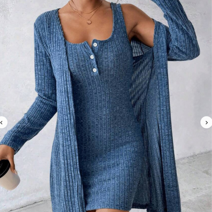 WILLA™ - Elegant Ribbed Two-Piece Dress Coat