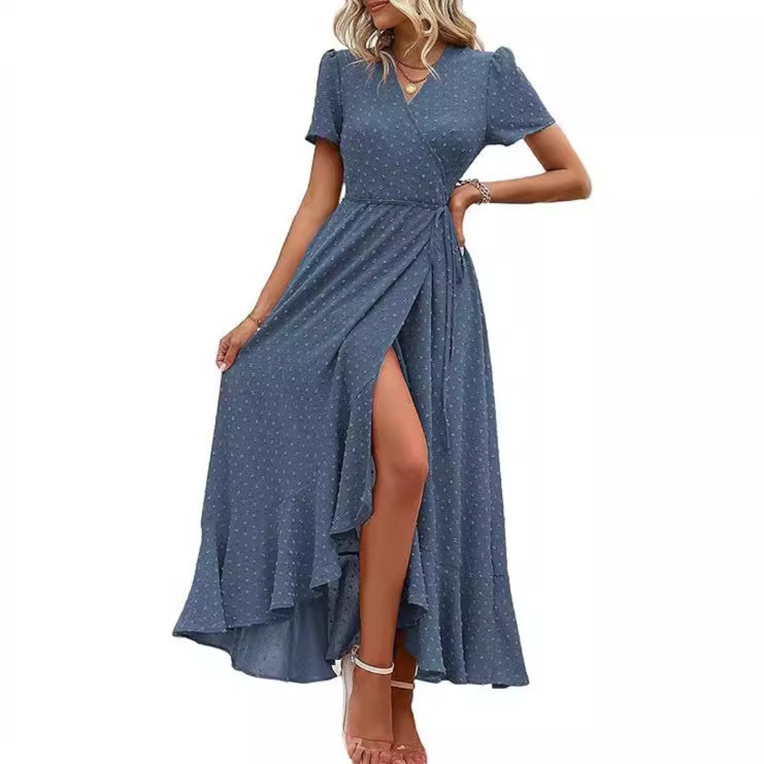 MARJORIE™ - Breezy Summer Ruffle Hem Split Maxi Dress