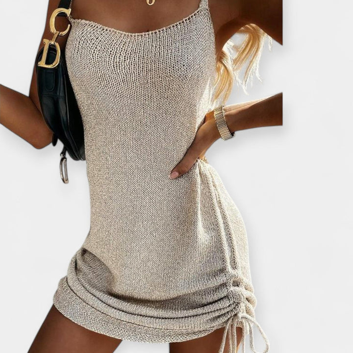 Bow-Embellished Sleeveless Knit Dress