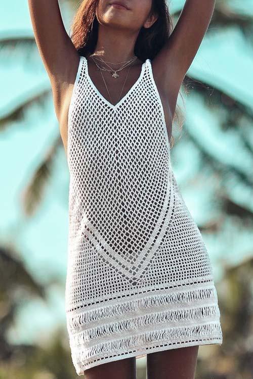 Vestido de playa boho calado para mujer