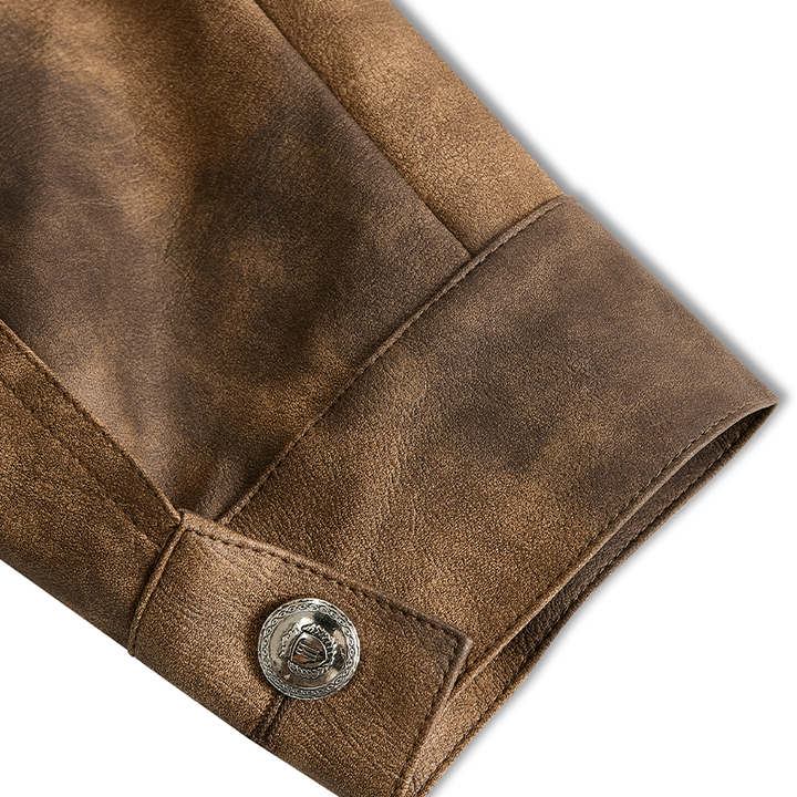 Men's Retro Distressed PU Leather Lapel Jacket - Model MTA2098H3X