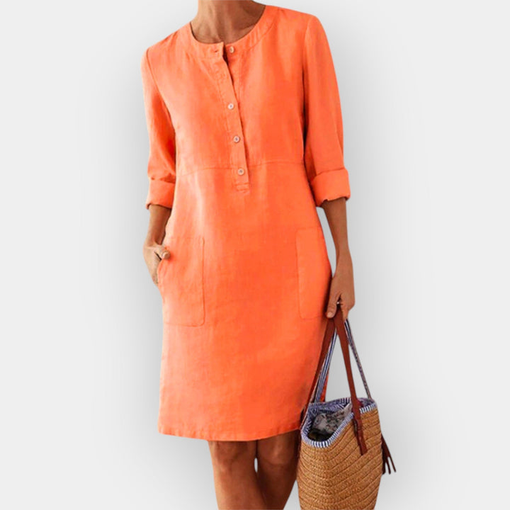 Sleek Cotton Midi Dress with Minimalist Design