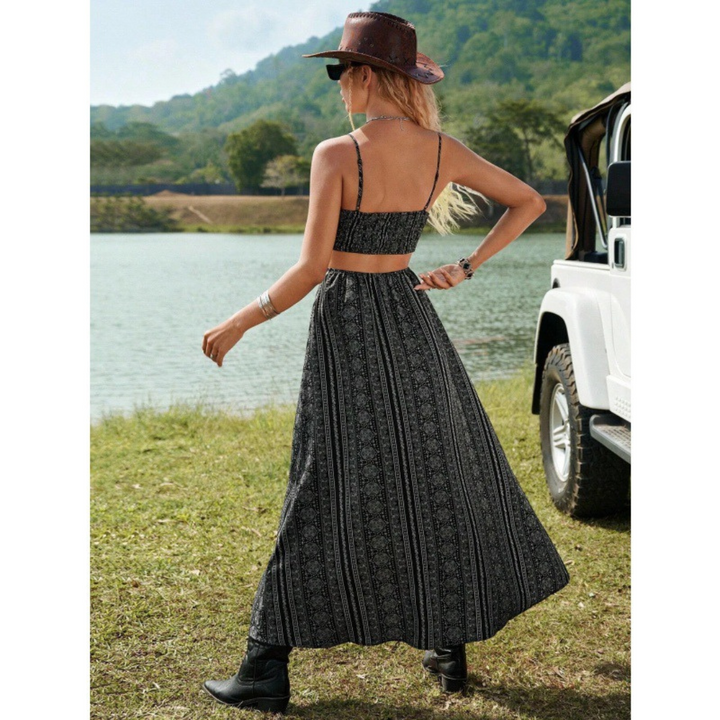 CLARINDA™ – Sleeveless Maxi Dress with Casual Deep V-Neck and Shirred Design