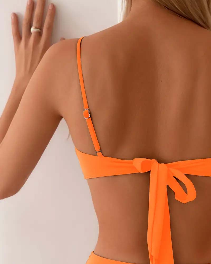 Bikini bandeau con detalle de aro y bloques de color para mujer