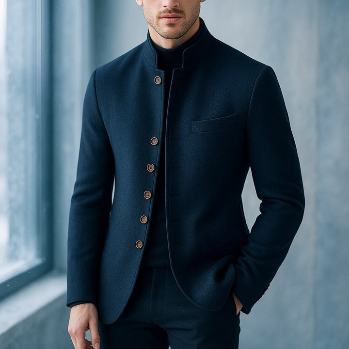 Aleksander Signature-Saco de Traje con Cuello Alto y Elegancia Atemporal