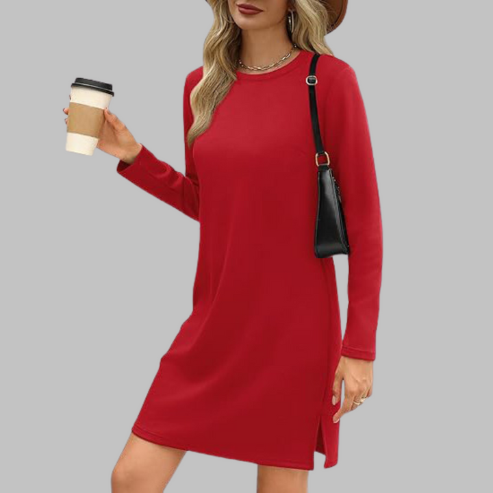 TATLO™ Casual Long Sleeve Round Neck Mini Dress