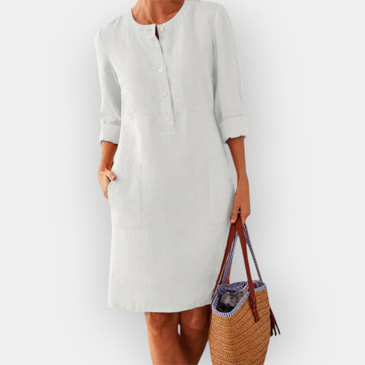 Sleek Cotton Midi Dress with Minimalist Design