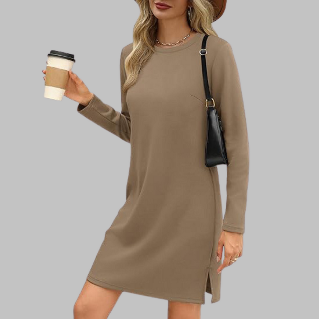 TATLO™ Casual Long Sleeve Round Neck Mini Dress