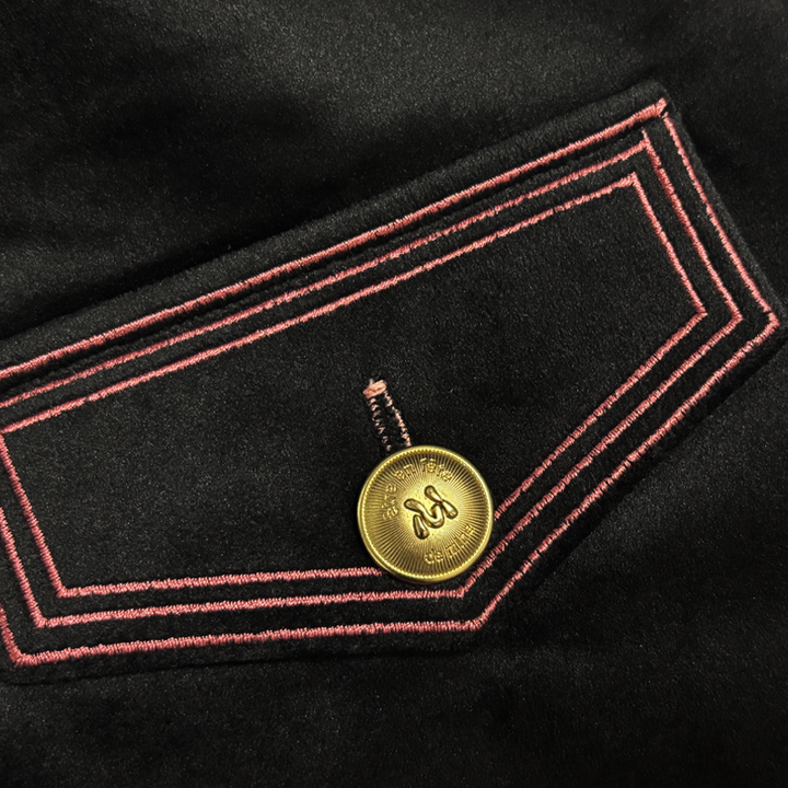 Men's Slim-Fit Vintage Velvet Jacket with Stand Collar and Multi-Button Embroidery - MTA1188K3U