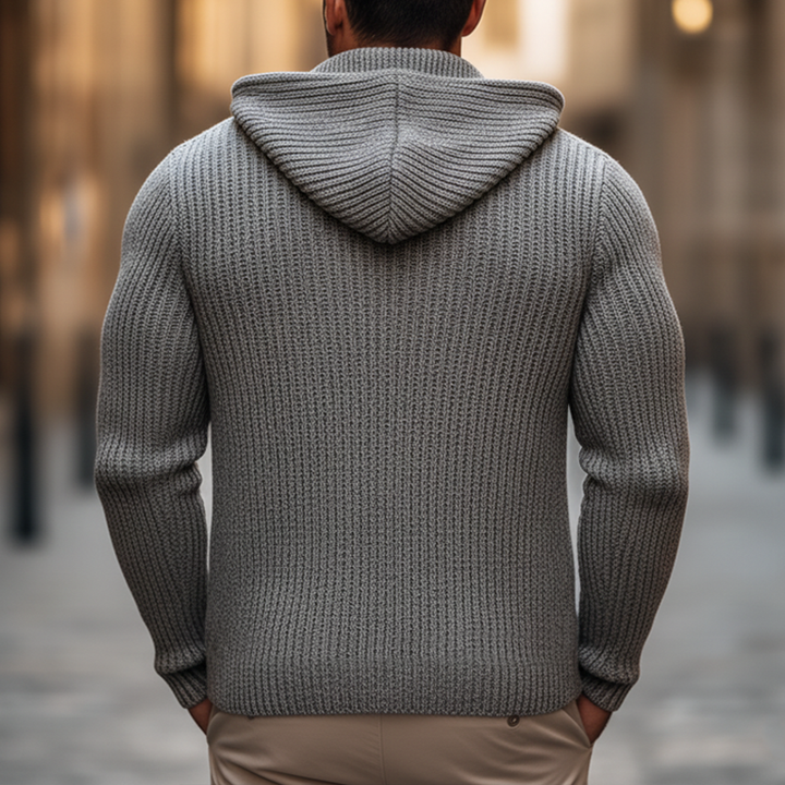 Men's Slim Fit Solid Color Hooded Knit Cardigan - MTA1113K7U