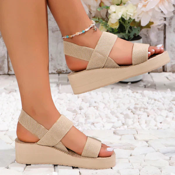 Sandalia de plataforma con doble tira para mujer
