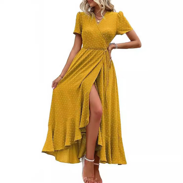MARJORIE™ - Breezy Summer Ruffle Hem Split Maxi Dress