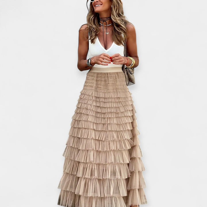 Falda boho con borde de red