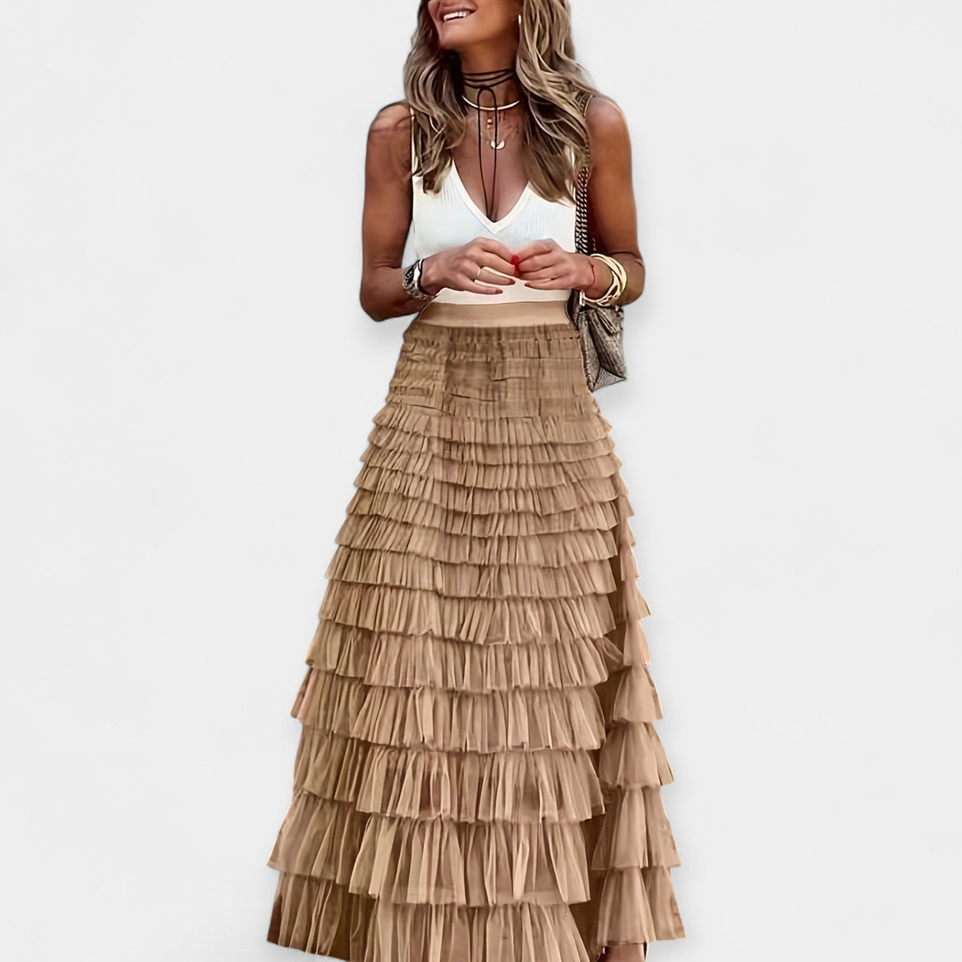 Falda boho con borde de red