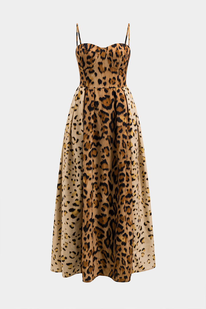 BIANCA™ - Striking Leopard Print Midi Dress