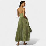 Vestido Midi Elegante de Tul Plisado con Corsé