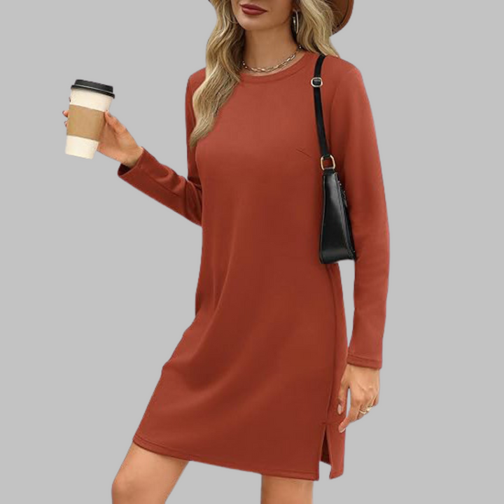 TATLO™ Casual Long Sleeve Round Neck Mini Dress