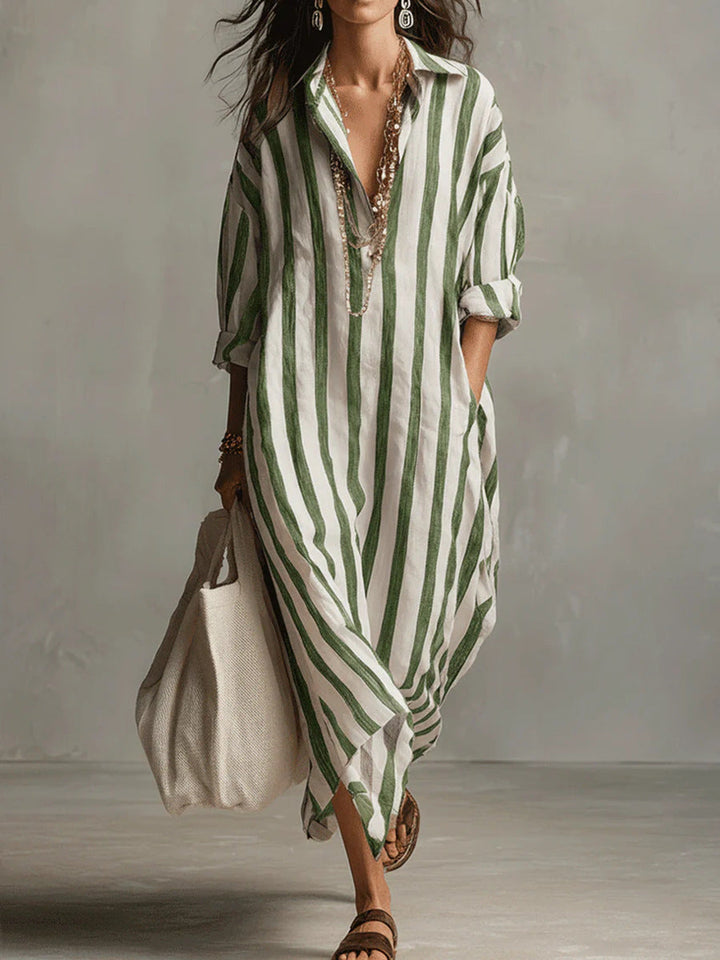 SUMMERBREEZE™ Triibuline Naiste Maxi Kleit