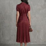 Rocío | Vestido midi con cintura plisada y rayas