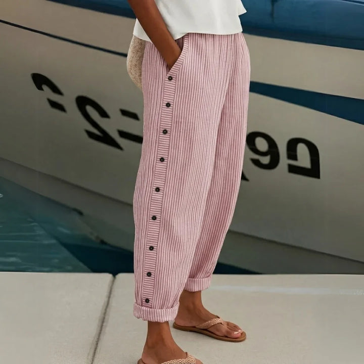 Caitlin™ Pantalón de Rayas con Botones